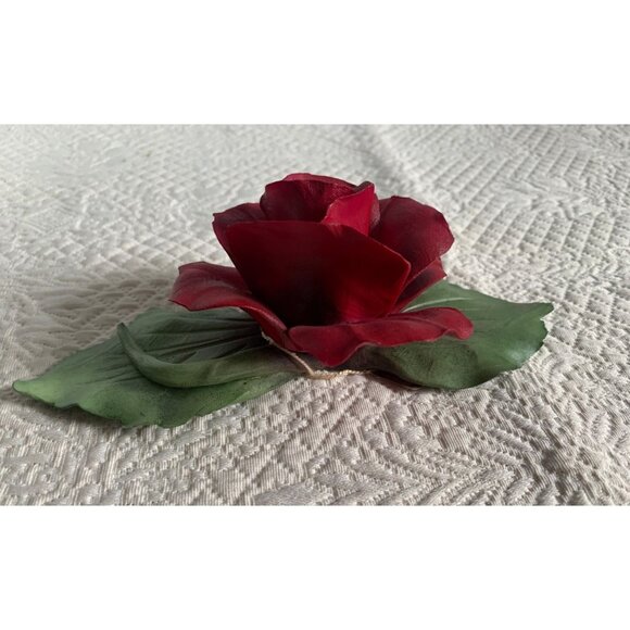 Dea Capodimote Red Rose with Leaves porcelain figure Made in Italy - Picture 9 of 9